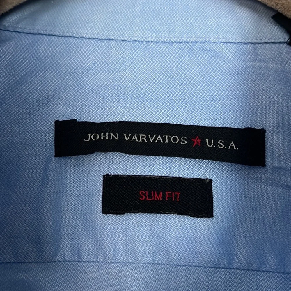 John Varvatos Star U.S.A. slim fit blue stretch cotton dress shirt sz 15 32/33